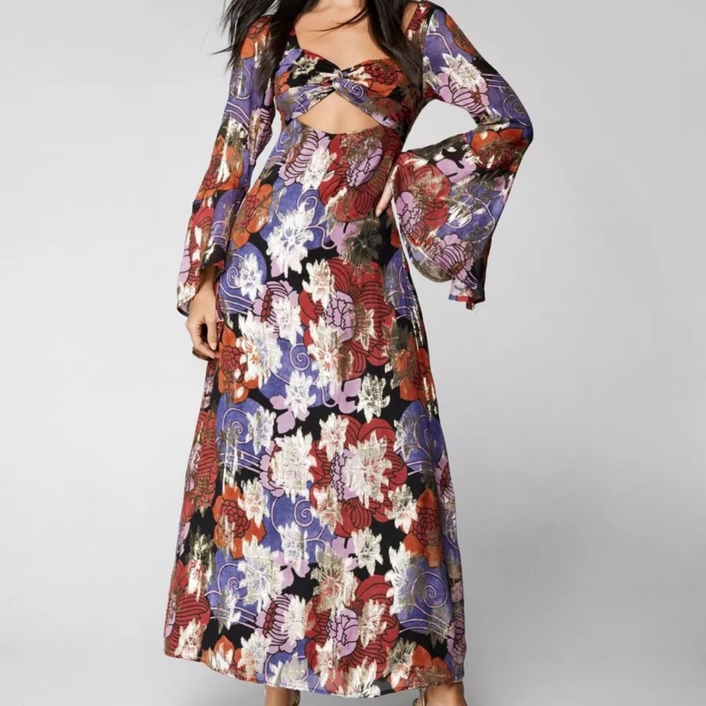 Foil print maxi dress